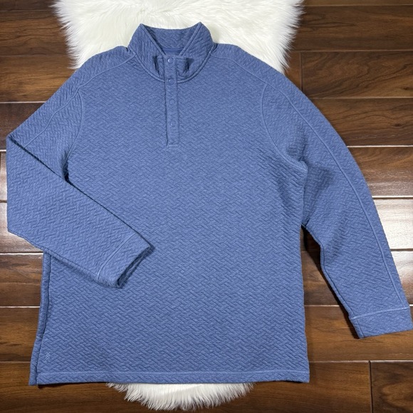 NEW Rhone Size XXL Blue Quilt Weekender Quarter Snap Relaxed Pullover Sweatshirt